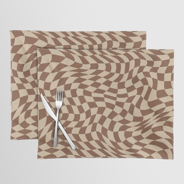 Burnt brown warp checked Placemat