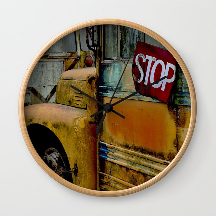The Bus Stops Here Wall Clock