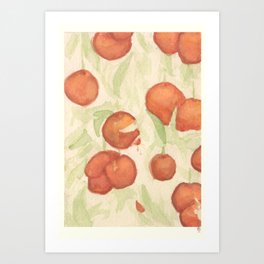 Orange Hanging Fruit Watercolor Art Print
