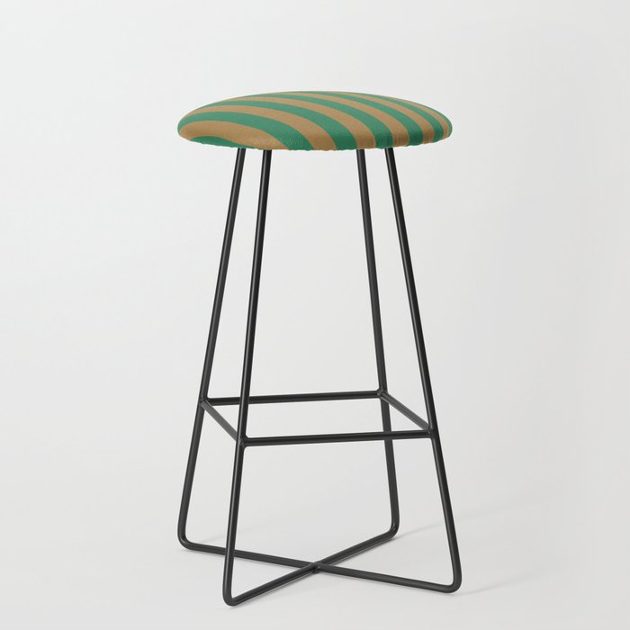 Christmas Green and Gold Straight Vertical Stripes  Bar Stool