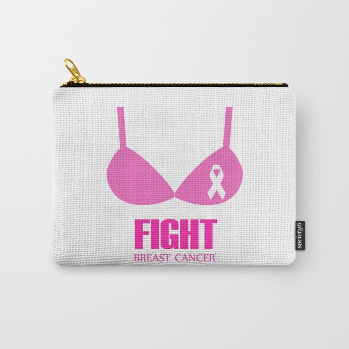 Breast cancer awareness ribbon on a pink bra Carry-All Pouch