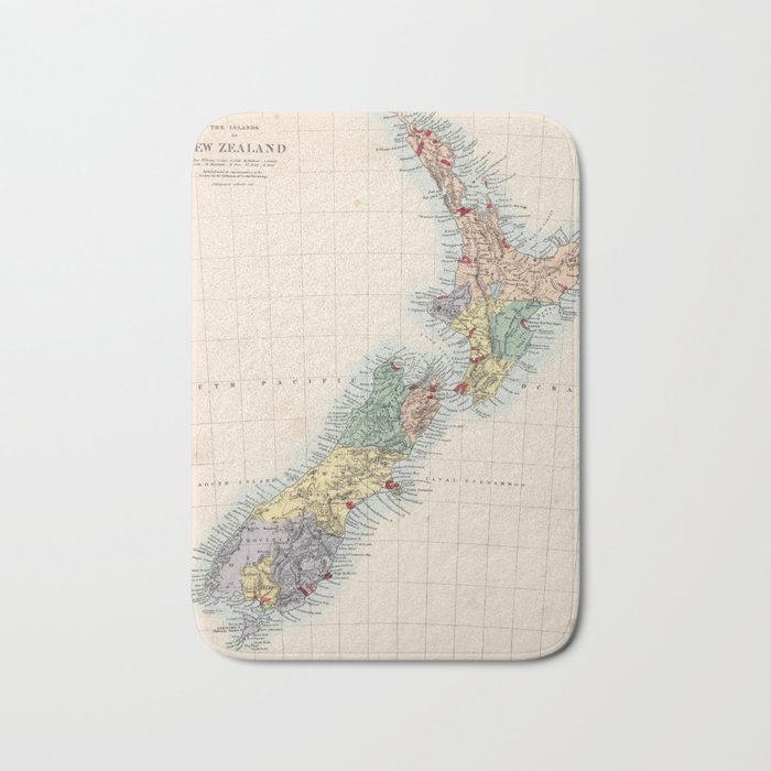 Vintage Map of New Zealand (1865) Bath Mat