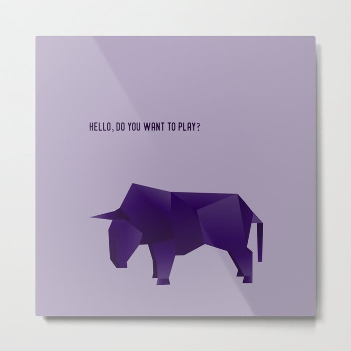Do You Want to Play? - Origami Purple Bull Metal Print