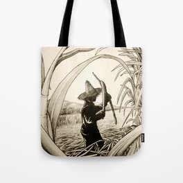 Sugar Cane Worker Cutting Canes Pencil Hand Drawing Vintage Style  Tote Bag