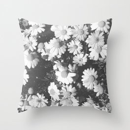 Black and White Flowers Throw Pillow