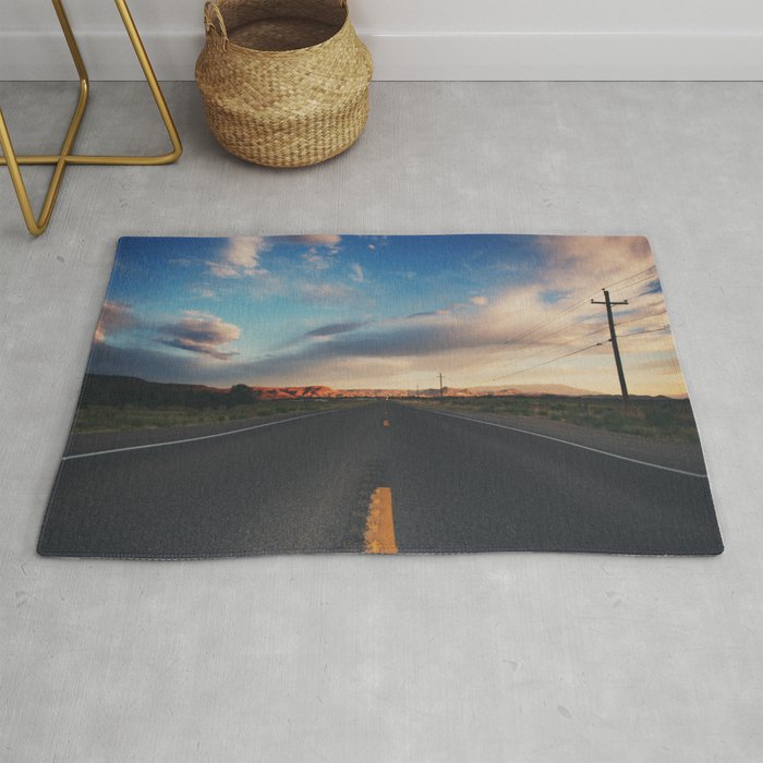 driving off into the sunset Utah print Rug