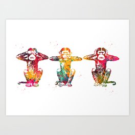 Three Wise Monkeys Art Prints For Any Decor Style Society6
