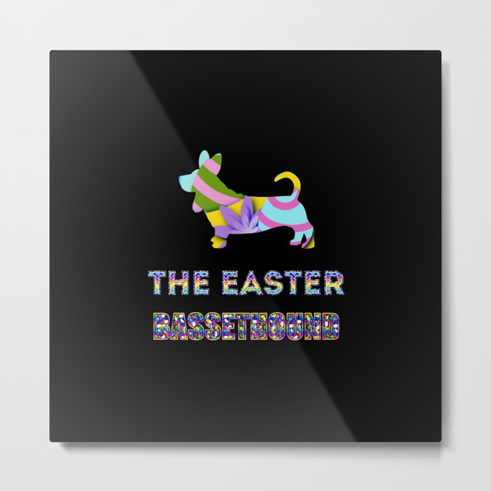 Basset Hound gifts | Easter gifts | Easter decorations | Easter Bunny | Spring decor Metal Print