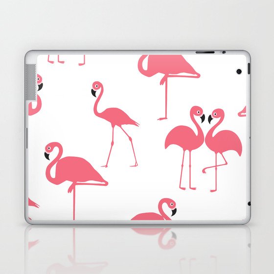 Tropical Bird Flamingos seamless pattern - Pink  Laptop & iPad Skin