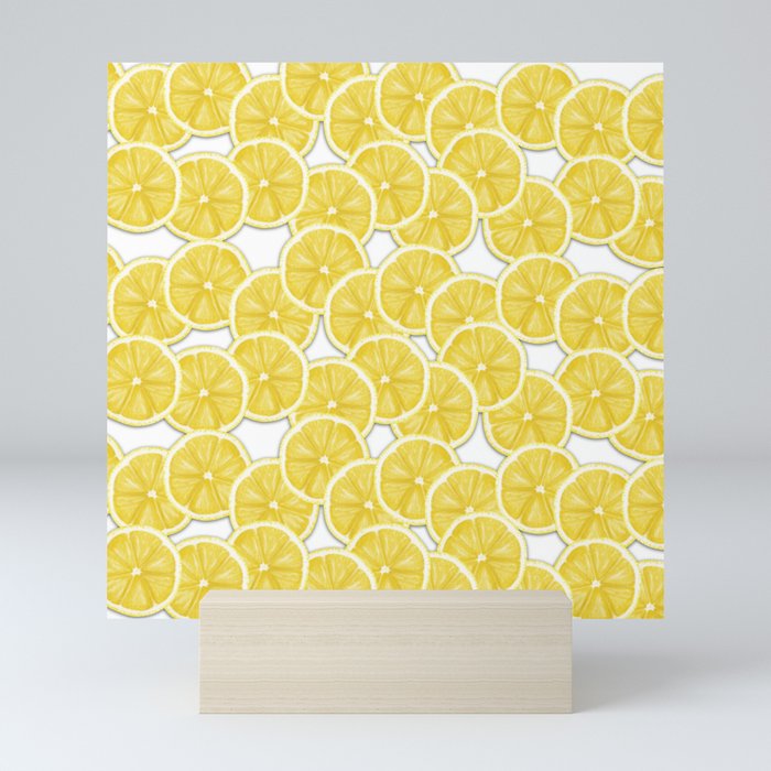 Lemon WaterColor paper pattern Mini Art Print