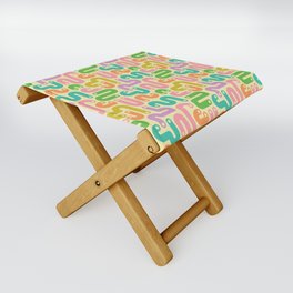 JELLY BEANS POSTMODERN 1980S ABSTRACT GEOMETRIC in BRIGHT SUMMER COLORS ON CREAM Folding Stool