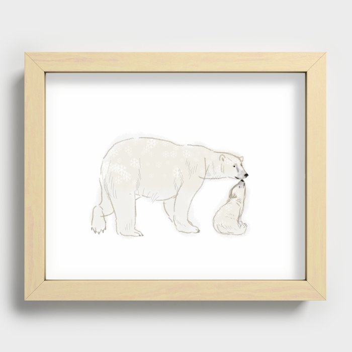 Polar Bear Mom & Cub Recessed Framed Print