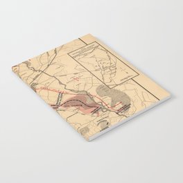 Vintage Map of Gettysburg and Vicinity, July 1863 Notebook
