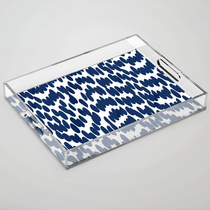 Navy Blue Abstract Dots Pattern Acrylic Tray By Meganmorrisart