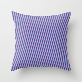 [ Thumbnail: Slate Blue, Violet, Cyan, and Red Colored Lines Pattern Throw Pillow ]