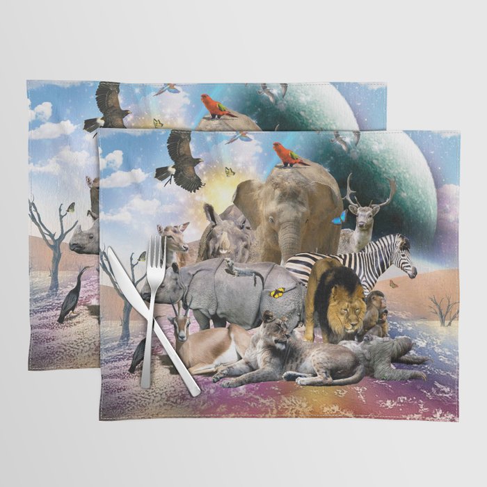 Space Desert African Animal Animals Group Scene  Placemat