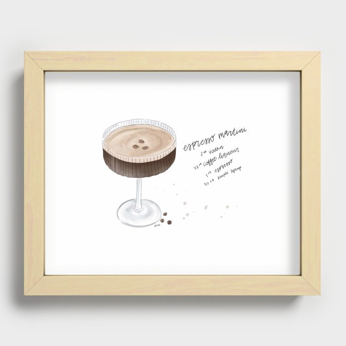 Espresso Martini Recipe Watercolor Recessed Framed Print