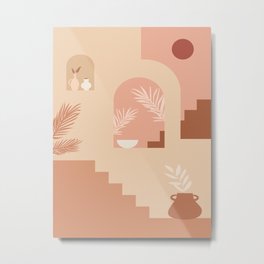 Desert Patio Metal Print | Botanical, Abstractdesert, Vases, Desertsouthwest, Graphicdesign, Nature, Stucco, Outdoorliving, Simpleart, Minimalistart 