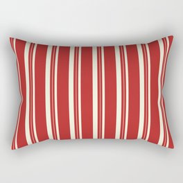 [ Thumbnail: Red and Beige Colored Lined Pattern Rectangular Pillow ]