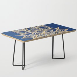 Gold and Blue Lotus Flower Mandala Coffee Table