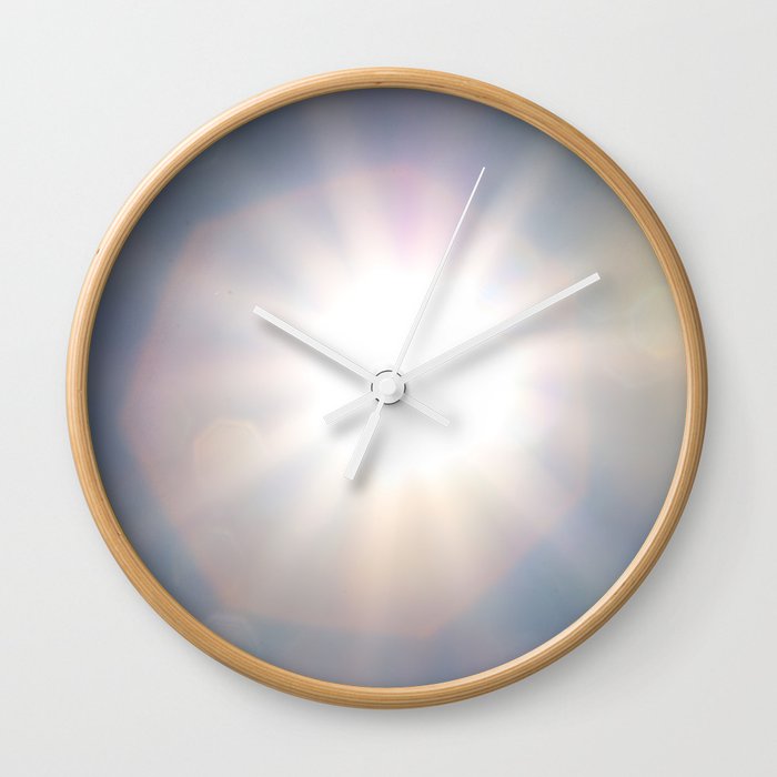 Lumina Solar Eclipse · White rays, pink and yellow shapes, aberrations · Abstract Photography Wall Clock
