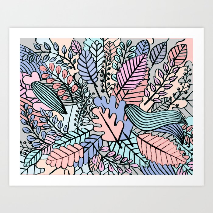 Pattern leaves Art Print