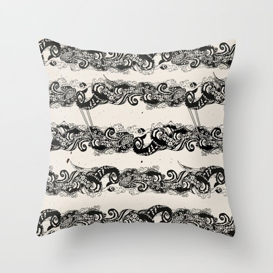 Ocean Sushi Stripe Throw Pillow