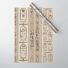 Egyptian hieroglyphs Pastel Gold Wrapping Paper