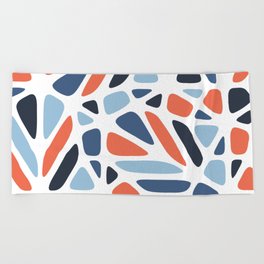 Abstract Modern Cell Pattern - Blue and Red Beach Towel