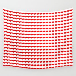 Hearts red on white Wall Tapestry