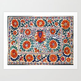 Shakhrisyabz Suzani Uzbekistan Antique Embroidery Print Art Print