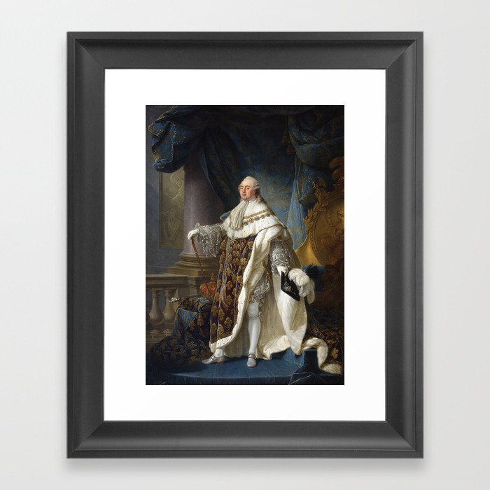 Louis XVI, King of France and Navarre, wearing his grand royal costume in  1779 by Antoine-Francois Callet Framed Art Print by Classic Art Coffer