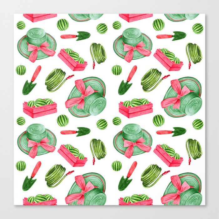 Watermelon Fruit Gardening Pattern Canvas Print