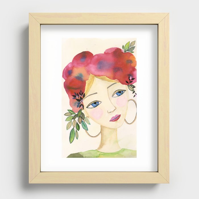 Floral girl Recessed Framed Print