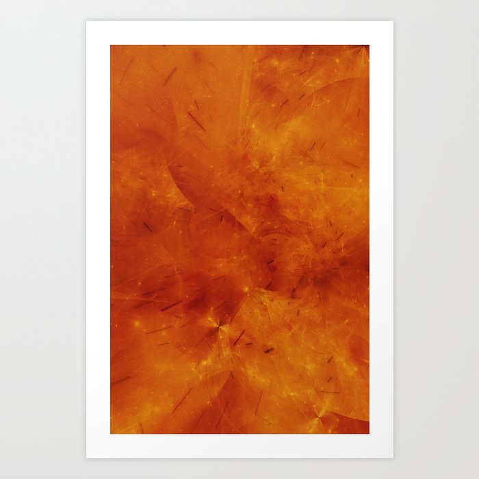 Orange Fire Embers Stone Marble Splash Abstract Artwork Art Print