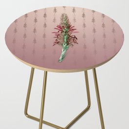 Vintage Pitcairnia Latifolia Botanical Pattern on Dusty Pink Side Table