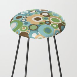 Mid Century Modern Circles // V2 // Brown, Green, Gold, Ocean Blue, Sky Blue, Turquoise, Ivory Counter Stool