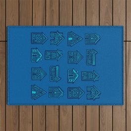 Tiny Houses - Blue Mint Outdoor Rug