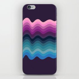Colorful Retro Wavy Art Pattern in Purple and Blue iPhone Skin