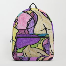 Multicolored Wind Backpack | Drawing, Variegated, Mixedmedia, Purple, Girl, Multicolored, Varicolored, Motley, Colorful, Female 