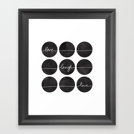 Love Laugh Live 2 (Black) Framed Art Print