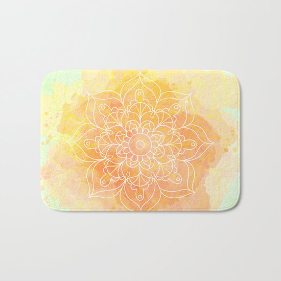 Watercolor Mandala // Sunny Floral Mandala Bath Mat