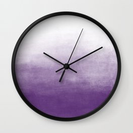 Ombre Paint Color Wash (purple/white) Wall Clock | Watercolor, Abstract, Watercolour, Painting, Minimal, Brush, Violet, Ombre, Minimalist, White 