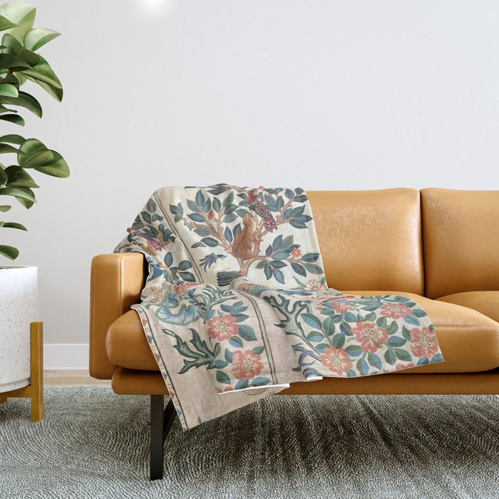 William Morris May Morris Antique Chinoiserie Floral Throw Blanket by Archipelago Society6