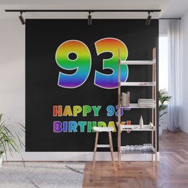 [ Thumbnail: HAPPY 93RD BIRTHDAY - Multicolored Rainbow Spectrum Gradient Wall Mural ]