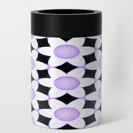 Chunky White and Digital Lavender Daisies On Black Can Cooler