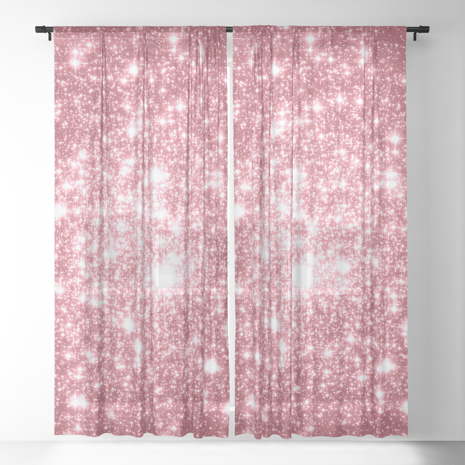 Pink Sparkle Stars Sheer Curtain By, Sheer Pink Shower Curtain