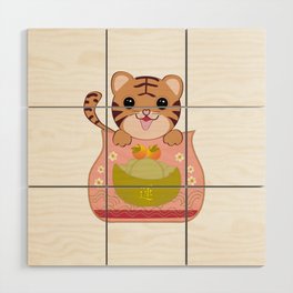 Lucky tiger - fortune Wood Wall Art