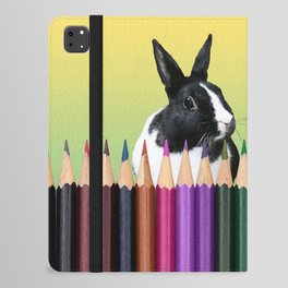 Colored Pencils - Squirrel & black and white Bunny - Rabbit iPad Folio Case