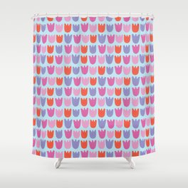 Spring Tulips in Pink & Blue Shower Curtain